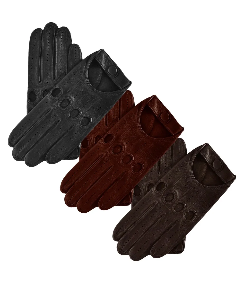 NEW LUXURIOUS CLASSIC LEATHER DRIVING GLOVES LAMBSKIN BROWN RIDING GLOVES WITH CUSTOMIZED