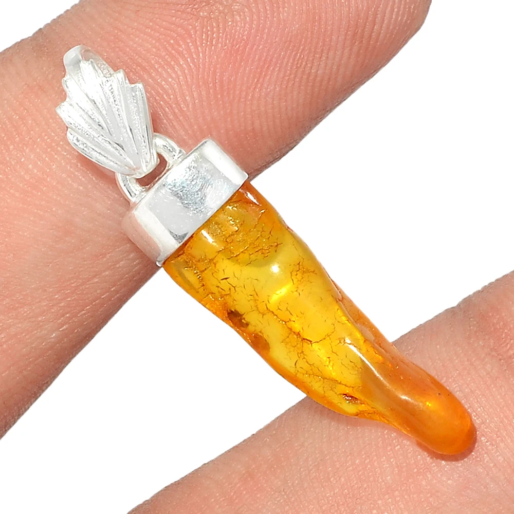 925 Подвеска из драгоценного камня в индивидуальном стиле однотонные желтые балтийские янтарные Женские Подвески большого размера от индийского дилера