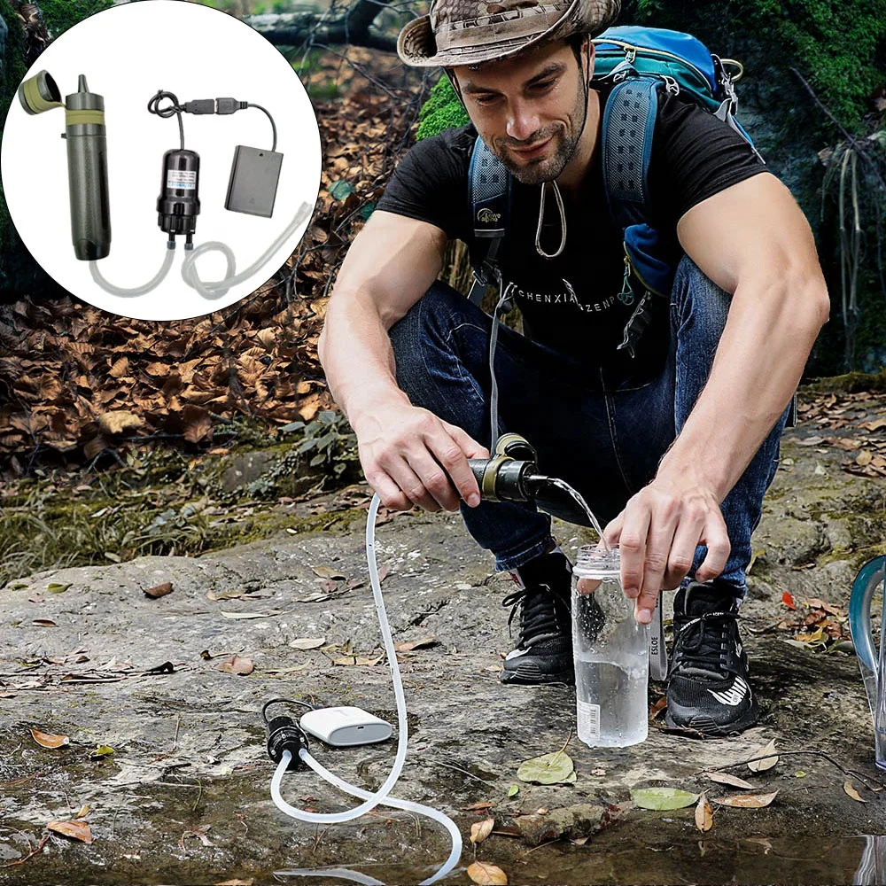 
travel+trailer caravan accessories portable water filter with USB pump 