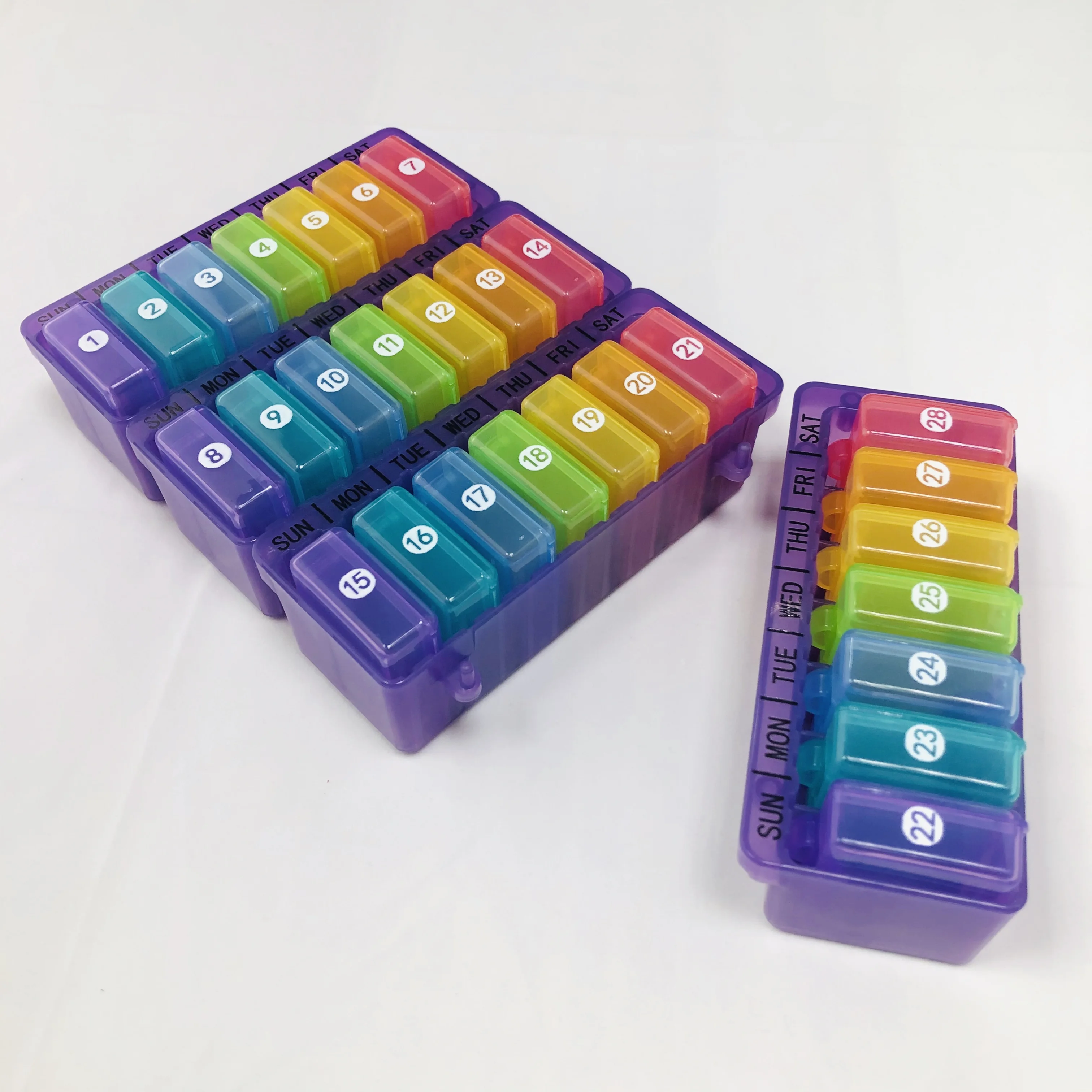 Portable Monthly Pill Organizer Box 28 Container With Pill Counter Tray