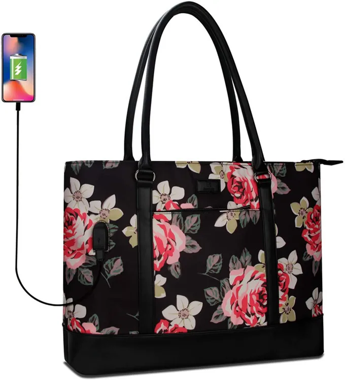 New fashion women charging port handbags shoulder tote bags with USB port
