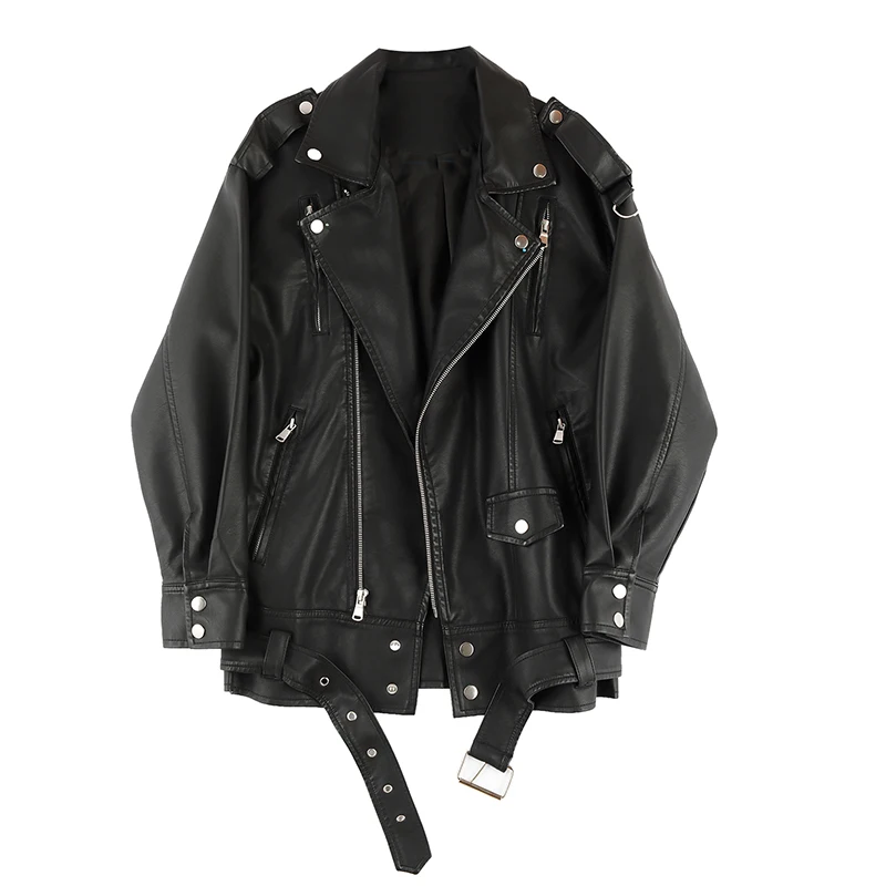 
 OEM ODM, женский черный ремень на молнии для мотоциклов, Женская байкерская куртка из искусственной кожи  