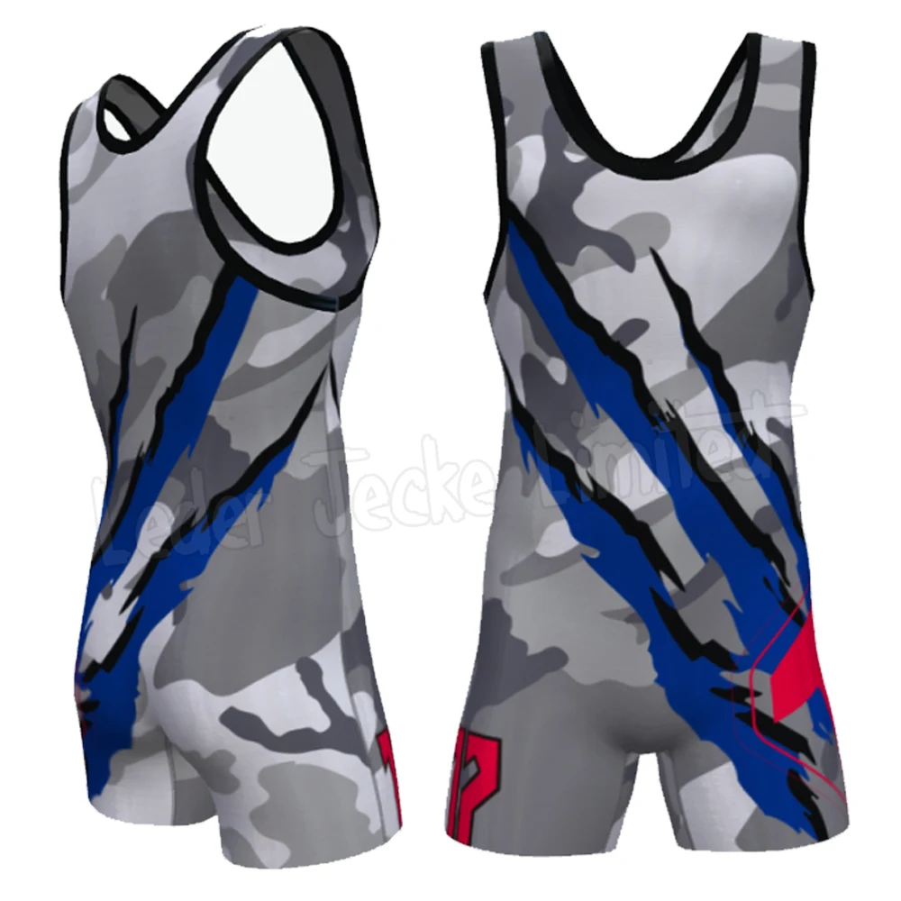 Wholesale Best Cheap Sports Team 100 Polyester Customized Logo Full Sublimated New Design wrestling singlets Men Sublimation OEM
