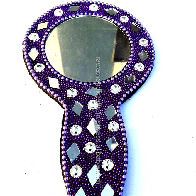 buy online wholesale Rawat Handicrafts Indian Handmade Lac Beaded Glitter work Handicrafted make up mirror