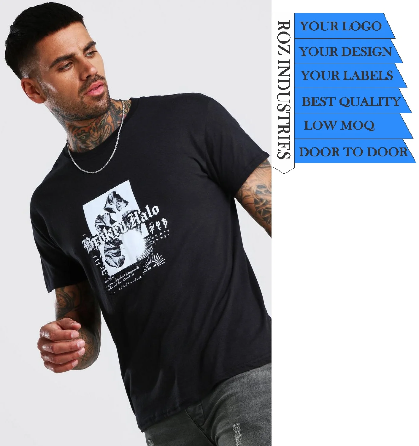 Pakistan Wholesale Cheap Plain T-shirts 100% Cotton Material Custom T Shirt By ROZ INDUSTRIES