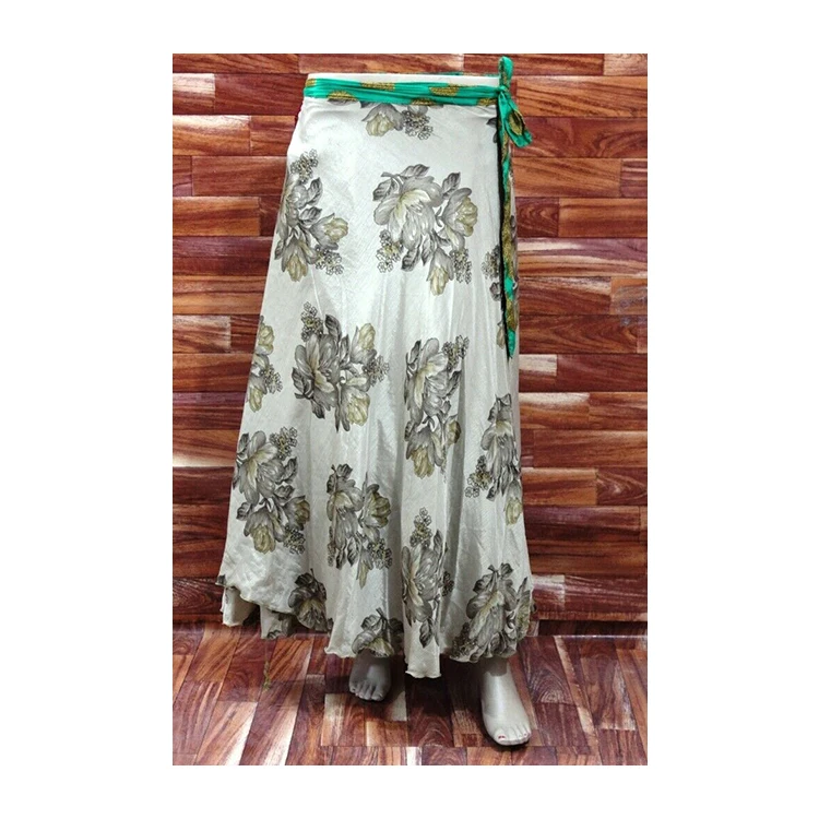 Beautiful Pink Color Floral Printed Long Skirts Wrap Around Silk Skirt all Sizes Short Print Summer Beach Wear Skirts for Women