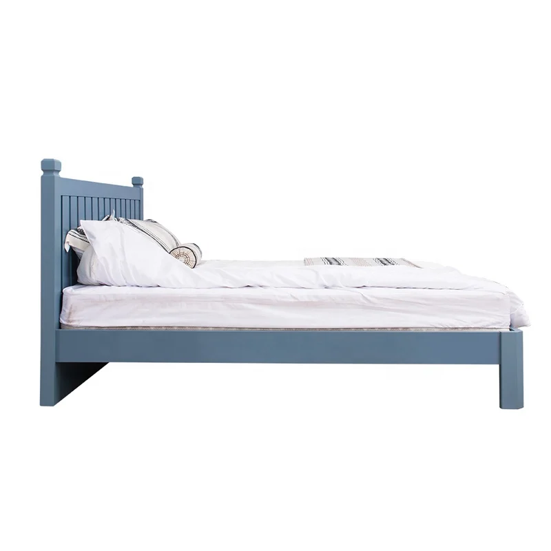 NOVA YHAA005 Sturdy Slat Bed Design Ink Blue Bed Crafts Style Furniture Kingsize Bed