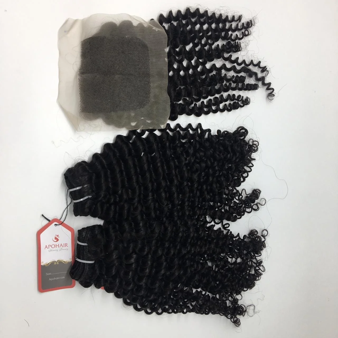 
HD Transparent Lace Closure 3 Part Match Weave Bundle Kinky Curly Human Hair Accept Paypal 