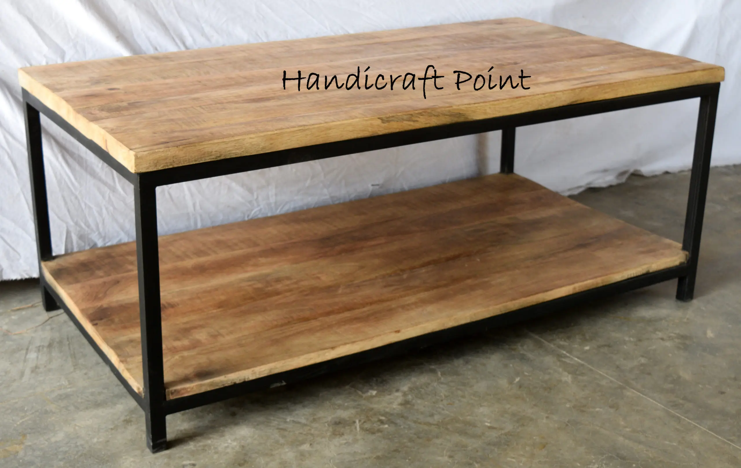 Rectangular Industrial Coffee Table Made Of Mango Wood And Metal By Handicraft Point