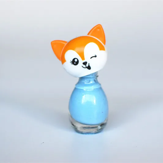 Private Label Cute Cat Shape Kids Nail Polish 5ml Sequin Twin Gel Nail Polish Set Kits With Color Box