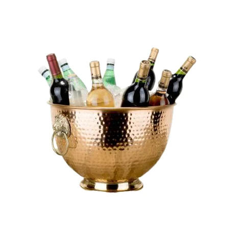 Small Table Top Champagne Bottle Ice Tub with Handle Wholesale Manufacturer and Exporter Latest Design Handmade Copper Beet Tub