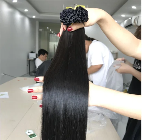 Straight Luxury good quality hair colorful keratin hair extensions Vietnam human virgin hair