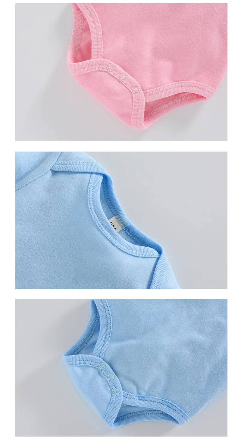 Everystep Wholesale Custom Newborn Baby clothes 100% Cotton Short Sleeve White Baby Bodysuit Jumpsuit Baby Rompers