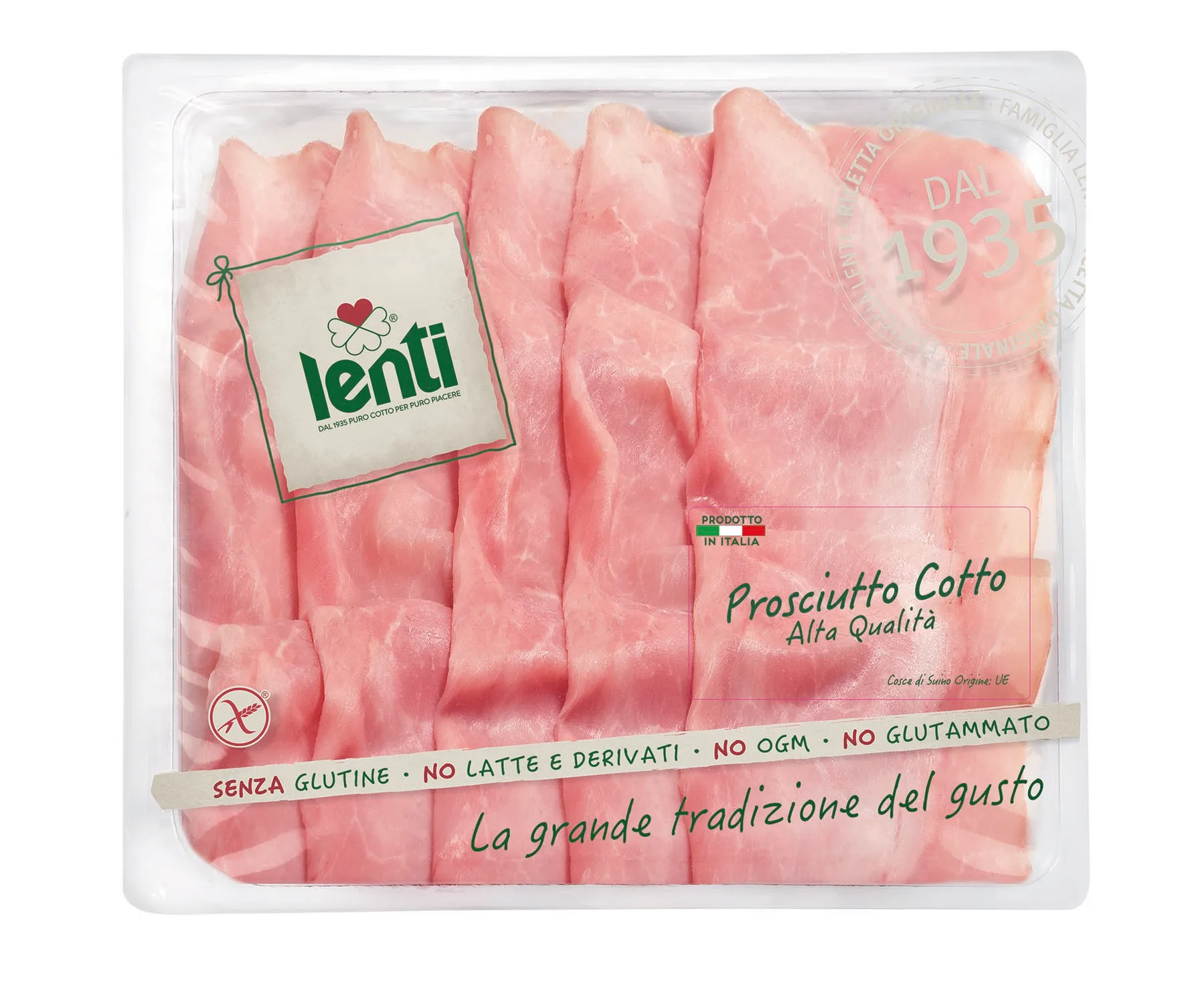 
High Quality Prosciutto Cotto Cooked Ham Presliced Trays 0,120 Kg LENTI Made in Italy for wholesalers and retail 