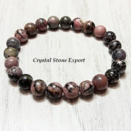 Natural Healing Rhodonite Crystal Bracelet Stone Christmas Jewelry Beads Bracelet Expandable Men Couple Bracelets Women Charka