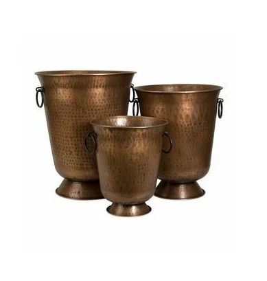 Modern Design Gold with Black Stand Decorative Garden Pot Outdoor Garden Planter with wooden Stand Customized Design