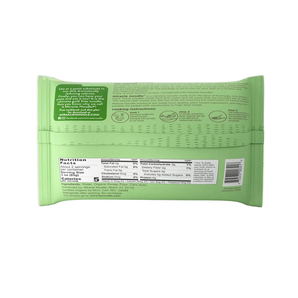 
Miracle Noodles Organic Shirataki Simple Style Vegan Noodles 200g Low-Fat Dietary Noodles Non GMO, MOQ 1 Pallets 