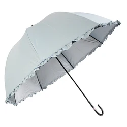 Sunny rain umbrella Cute dome-shaped  back side with silver coating hem with frills UV cut rate 99% UPF50 + | made to order