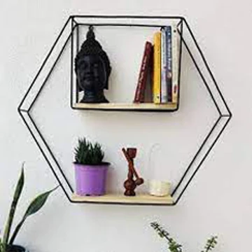 Best Selling Decorative Metal and Wooden Wall shelve with 4 racks classic style Round Wall Rack, shelve Wall and home Decor
