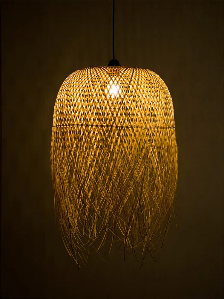 Home Decoration Natural Lamp Basket Bamboo Rattan Pendant Light 100% handmade