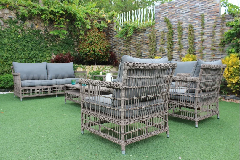 High-Durable Poly Rattan Outdoor Sofa Set Natural-Like & High Quality from Vietnam Brand Aluminum Frame for Garden Use
