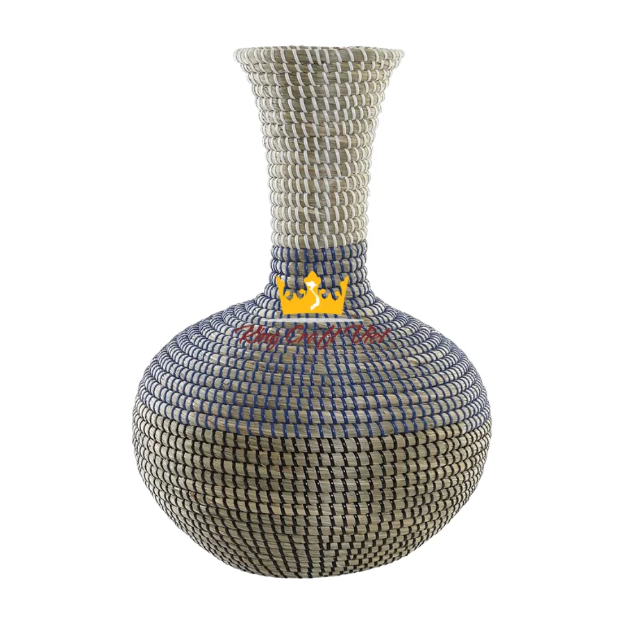 Rustic Handcrafted Straw Seagrass Vase Floor Flower Rattan Wicker Table Decorative Home Office Hotel From