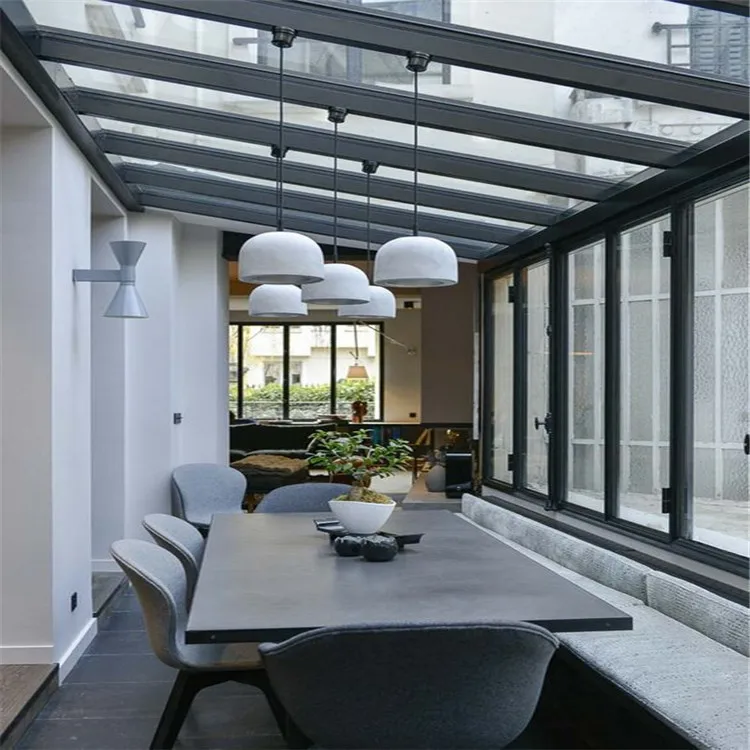 Winter Cheap Prefab Houses Garden Sun Rooms Luxury Villas Conservatory Curved Decorating Commerical Aluminum Greenhouses Sunroom