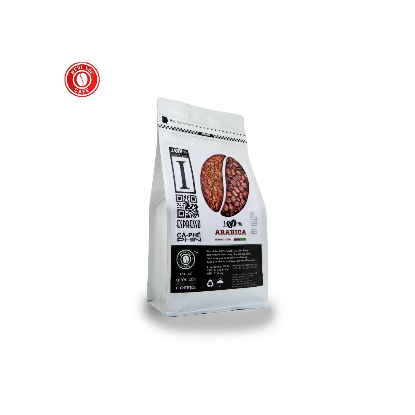 ISO 9001 Certification 100% Arabica 12 months shell life 1000 Gram Quoc Loc Arabica coffee from Vietnam
