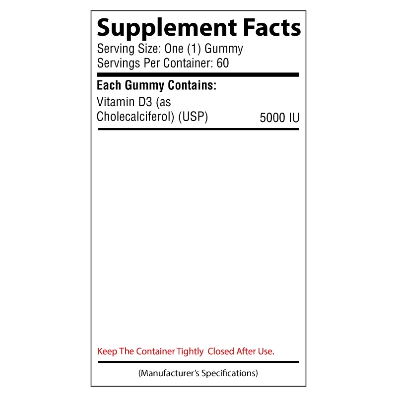  DEKOL-5000 жевательный мармелад витамин D3 холекальциферол 5000 Иу сильные мышцы Максимальная кость и иммунной системы поддержки кальция Мармеладные Конфеты