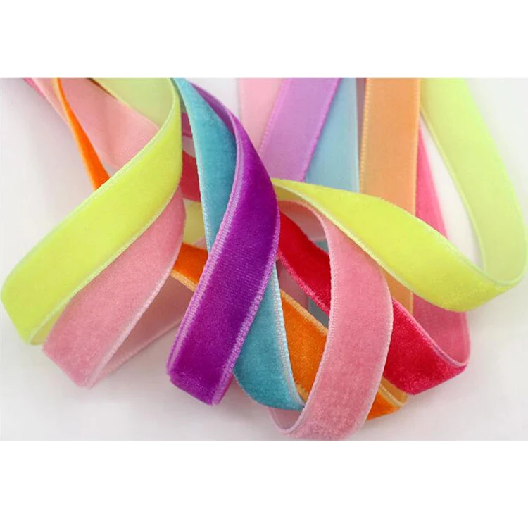 Garment decoration use colorful velvet ribbon 10mm soft velvet fabric ribbon wholesale