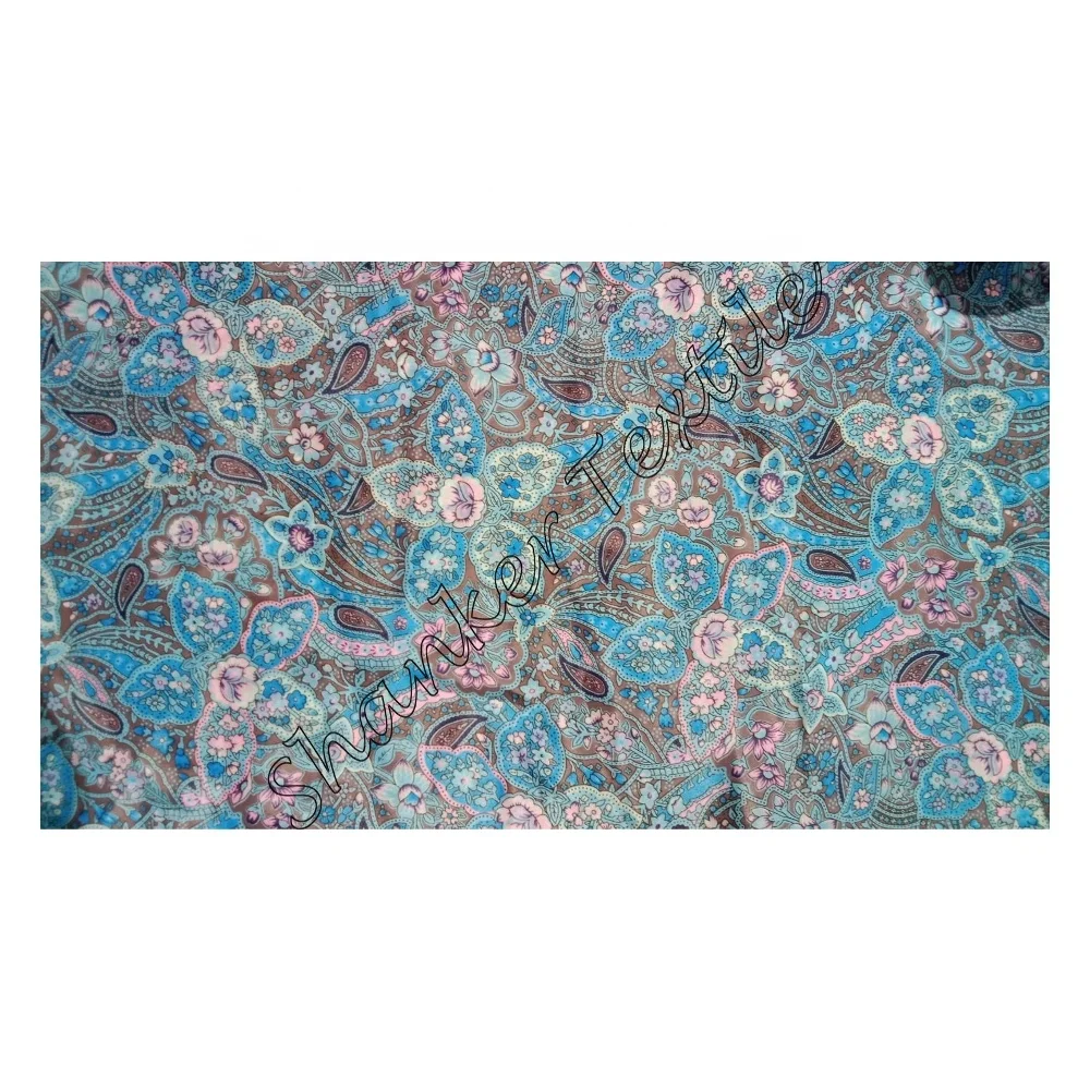 DFB007 Floral Hand Block Printed Sanganeri Print Fabric Clothing Hand Block Jaipuri Sanganeri Printed Designer Natural Cotton Ru