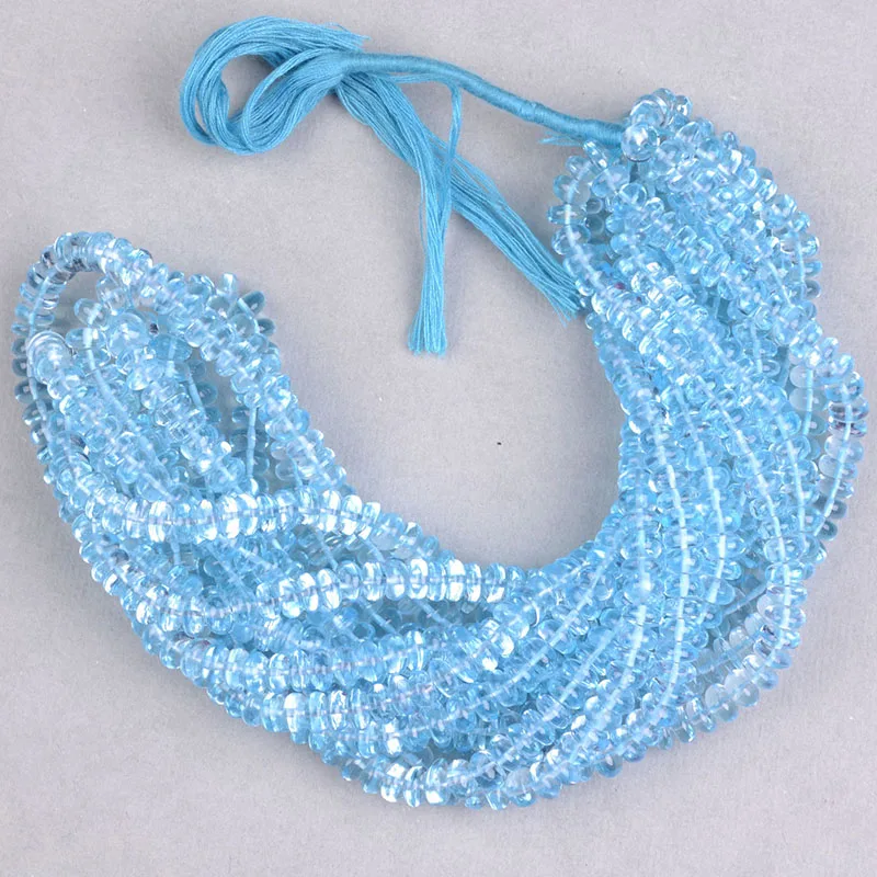 Thanksgiving Sale 6-7mm Sky Blue Topaz Smooth Rondelle Shape Beads Plain Blue Topaz Wholesale Gemstone Beads