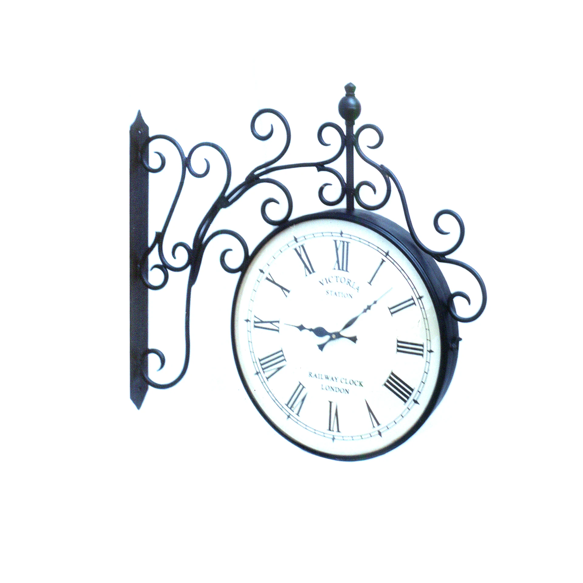 Vintage Collectible Rail Station anchor wall clock with Black color and Flower anchor Design wall clock for Decor