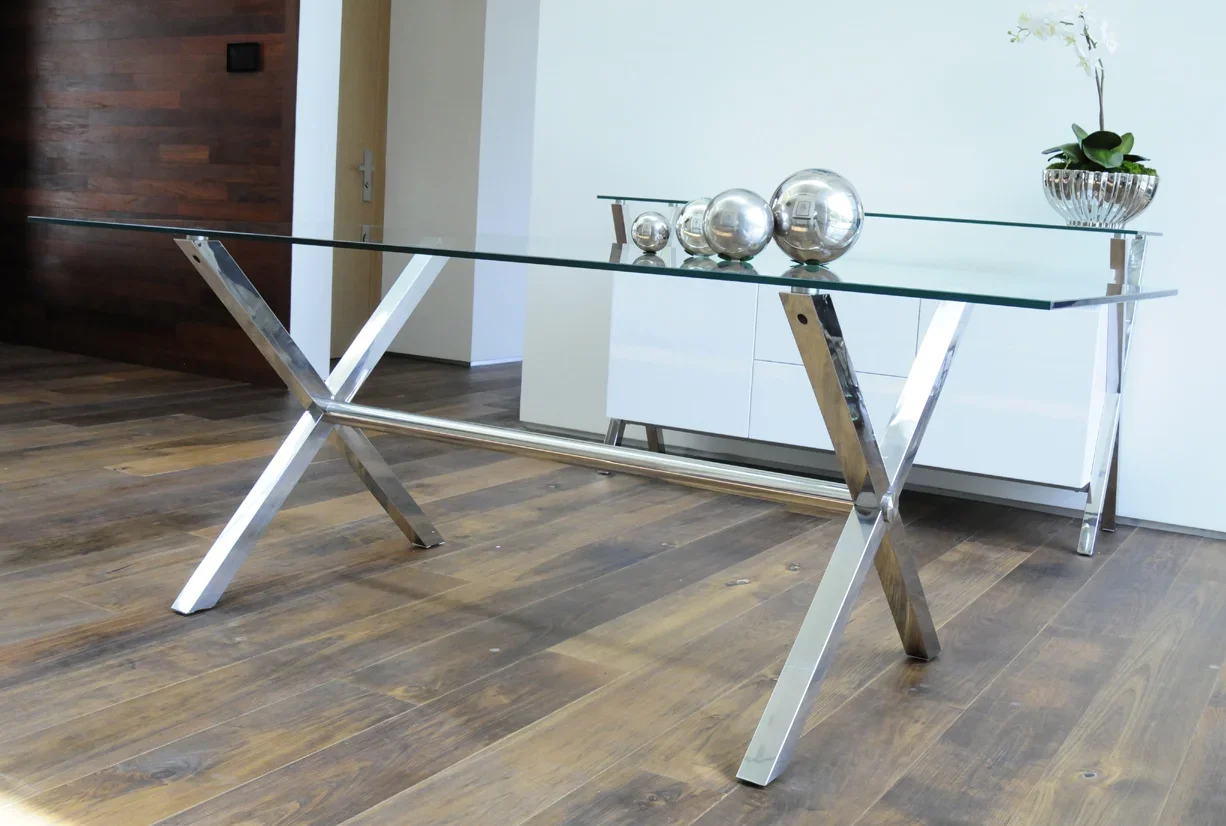 Dining Set Dining Chair Glass Dining Table and Metal Nordic Modern Customized Style Time High Quality Tempered Glass Restaurant