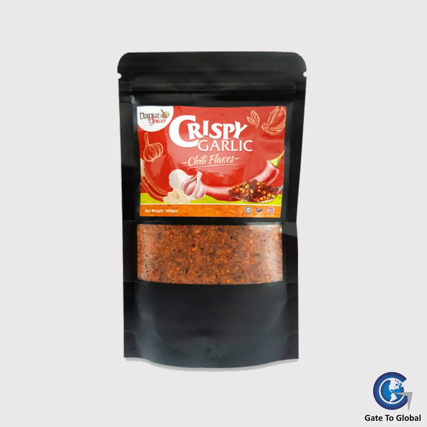 100g Cooking Condiments Seasonings Mixed Spices Made in Malaysia Dapur Spices Brand Crispy Garlic Chili Flakes Pack in Paper Bag