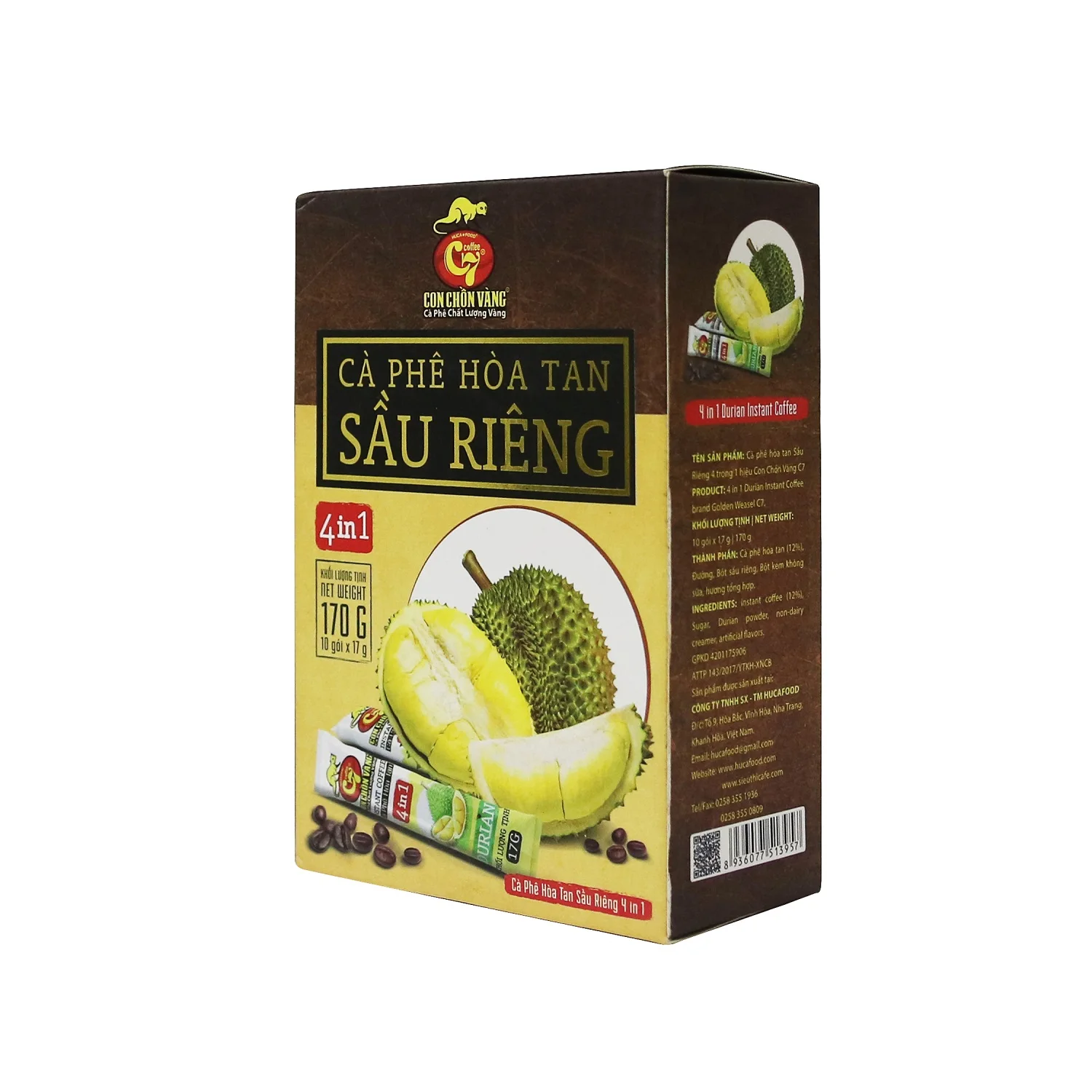 2 года для сушки распылением мгновенного Дуриан кофе 4 в 1-с сливки-Золотой ласка кофе C7