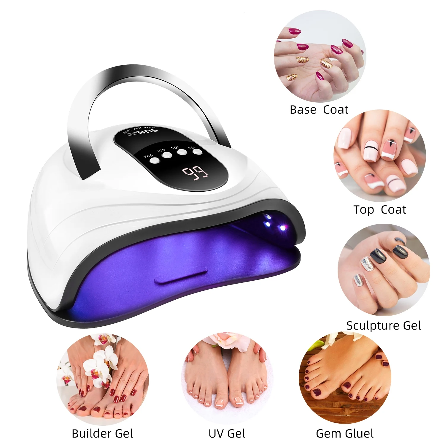 Dropshipping Newest Product Nail Dryer 120w UV Nail Lamp UV Gel Nail Curing Lamp Light Dryer White Color Led Uv Lamp