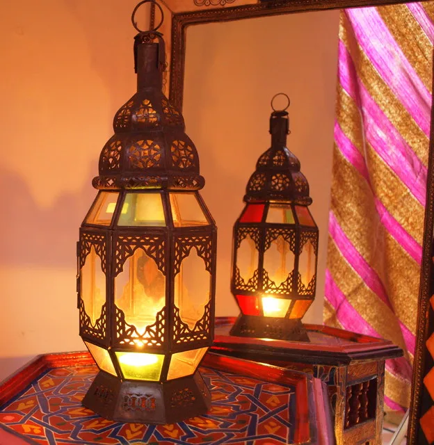 Metal Glass Wholesale Handmade Moroccan Table Top Hanging LED Lamp Wholesale For Keeping in Home Decoration