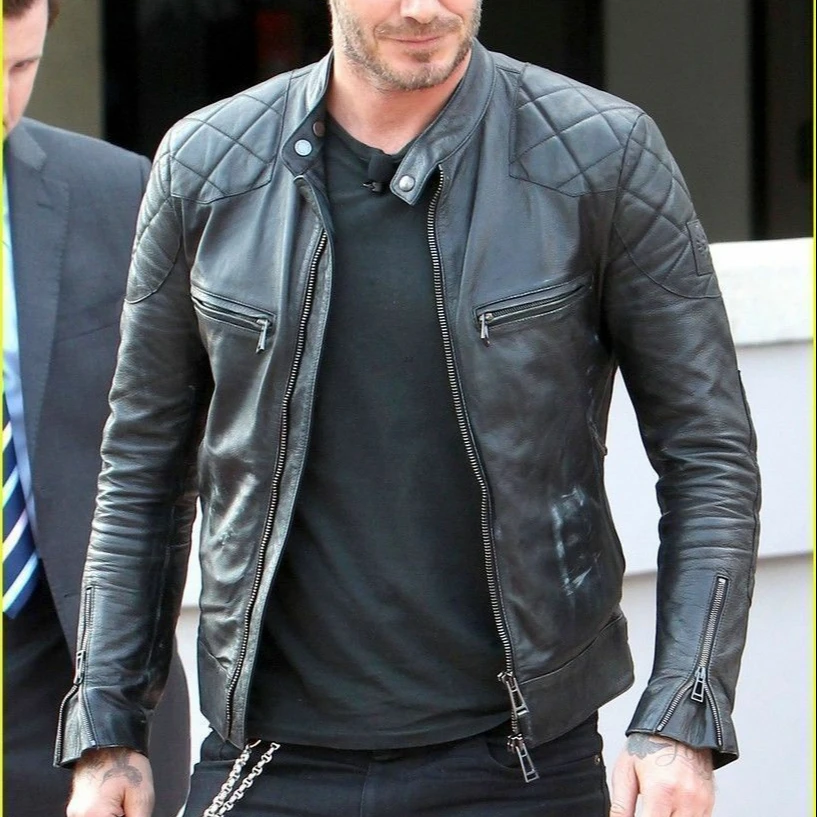 
Мужская сумка из натуральной овчины кожаная куртка черная стройная фигура Байкерская мотоциклетная куртка 