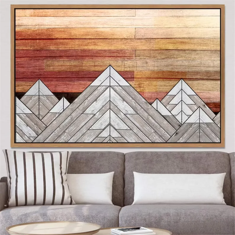 Rustic Mountain Top  Wood Style Mountain Canvas Print Canvas wood hanging