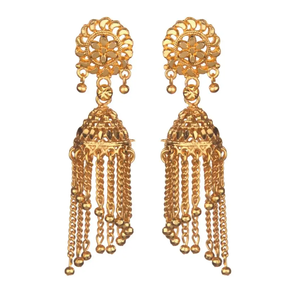 Индийский Болливуд Позолоченные Jhumka Jhumki Многослойные бахрома висячие серьги набор ювелирных изделий для свадьбы