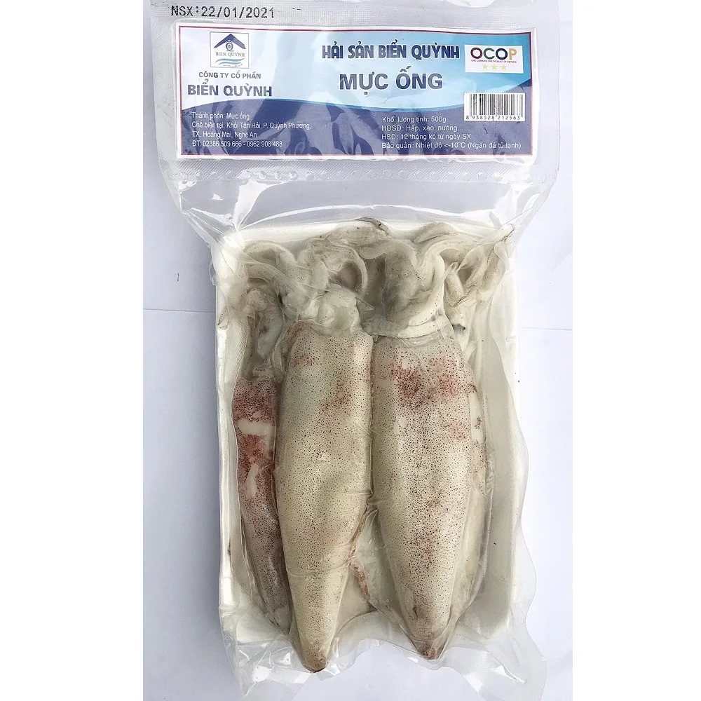 Best Price Fresh and Natural Frozen Seafood 500gr in PE bag Squid With OCOP Certification Fom Vietnam