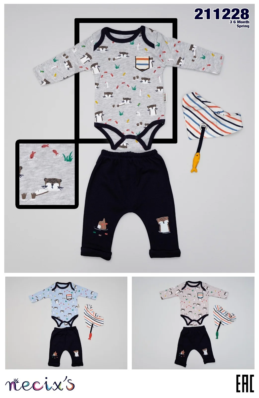 Горячая распродажа! Пруд жизнь одежды из 2 предметов для маленьких мальчиков Боди Комплект из мультфильмов, Весенняя мягкая хлопковая детская одежда с фантазийным рисунком, комплект одежды по necix бренд