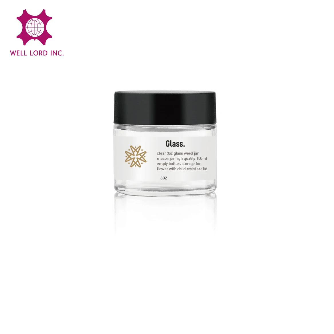 Customization label glass jar cylinder 180mL clear glass black screw cap honey jar glass