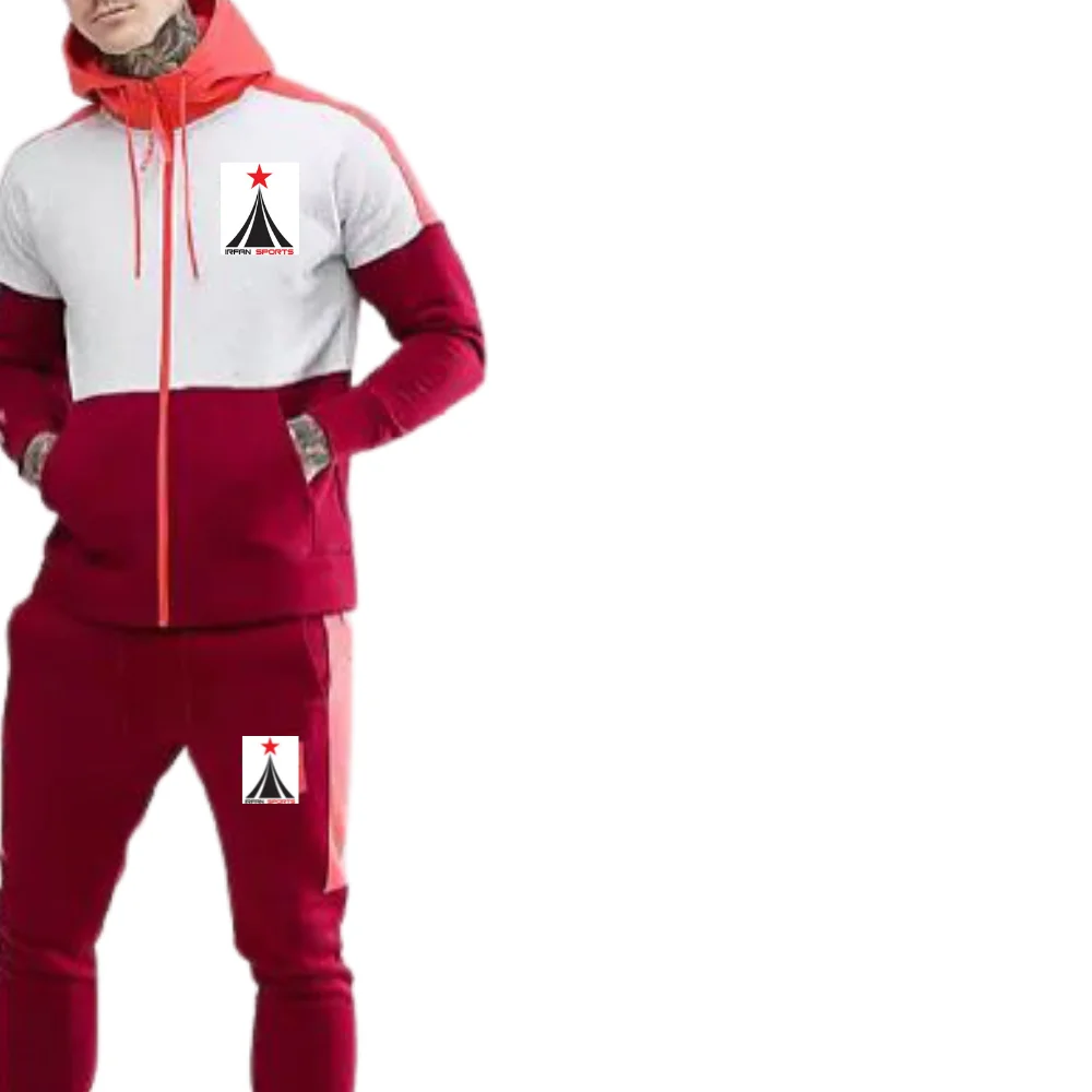 Fall Fashion Men Wholesale Fitness Sport Suits Color Male Jogging Sets 2 Piece Tracksuits Air Full Zip Hoodie In Red