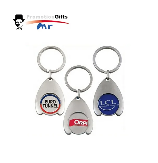 factory directly produces promotional shopping cart chip trolley coin innovative  keychain with logo
