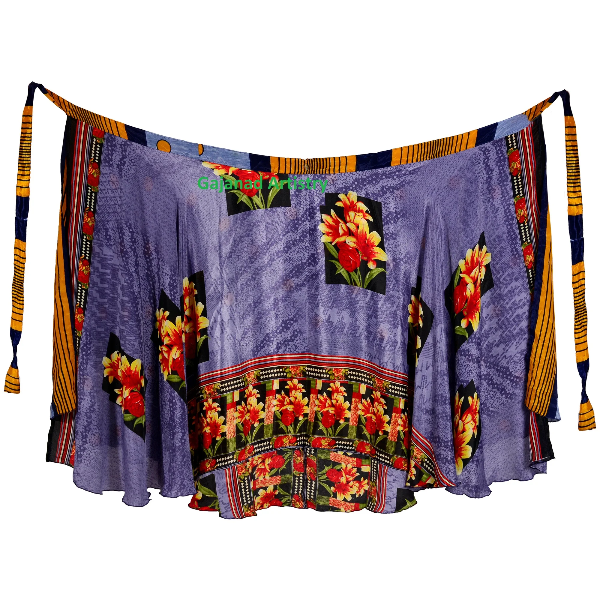 Wrap Reversible Long Skirt Vintage Silk Sari Long Wrap Skirts Indian Silk Long Boho Hippie Long Double Layer Skirt