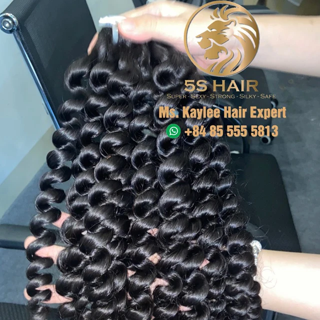 Best selling 100% human hair Water Curly Natural Color brazilian Hair Extensions, Hair Weave, Vietnamese raw hair