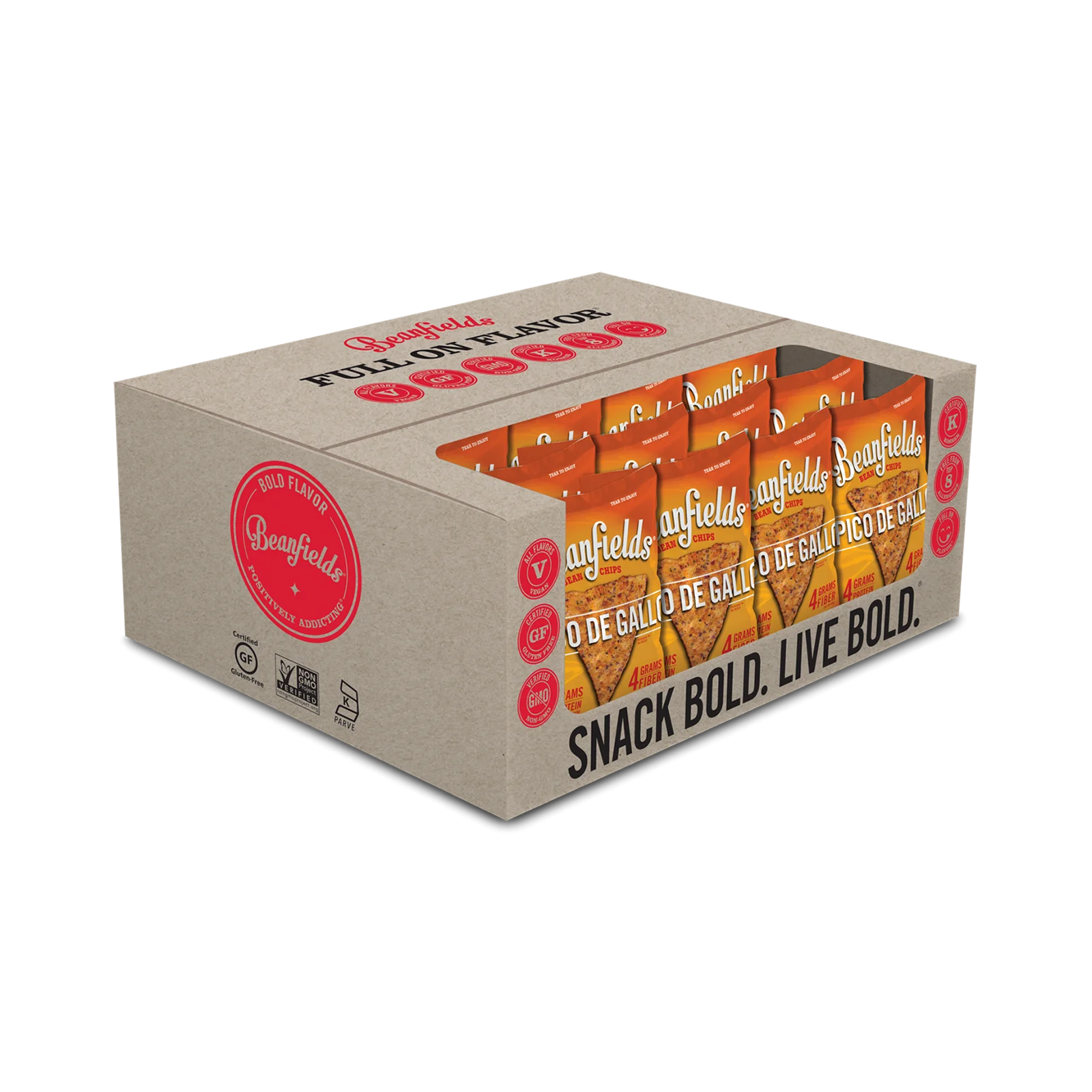 
Bean Chips Beanfields Pico De Gallo Vegan Bean Chips 1.5oz Case Made IN USA 