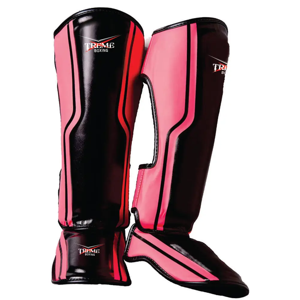 Lightweight High-Quality PU Leather Boxing Shin Guards Ankle Protector, MMA Muay Thai Training Leg Warmers Kicking Shin Pads